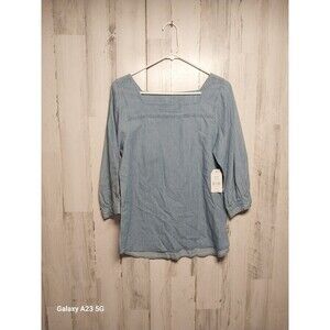 Time And Tru Square Neck Denim Top- Size S (4-6) - Blue - NWT